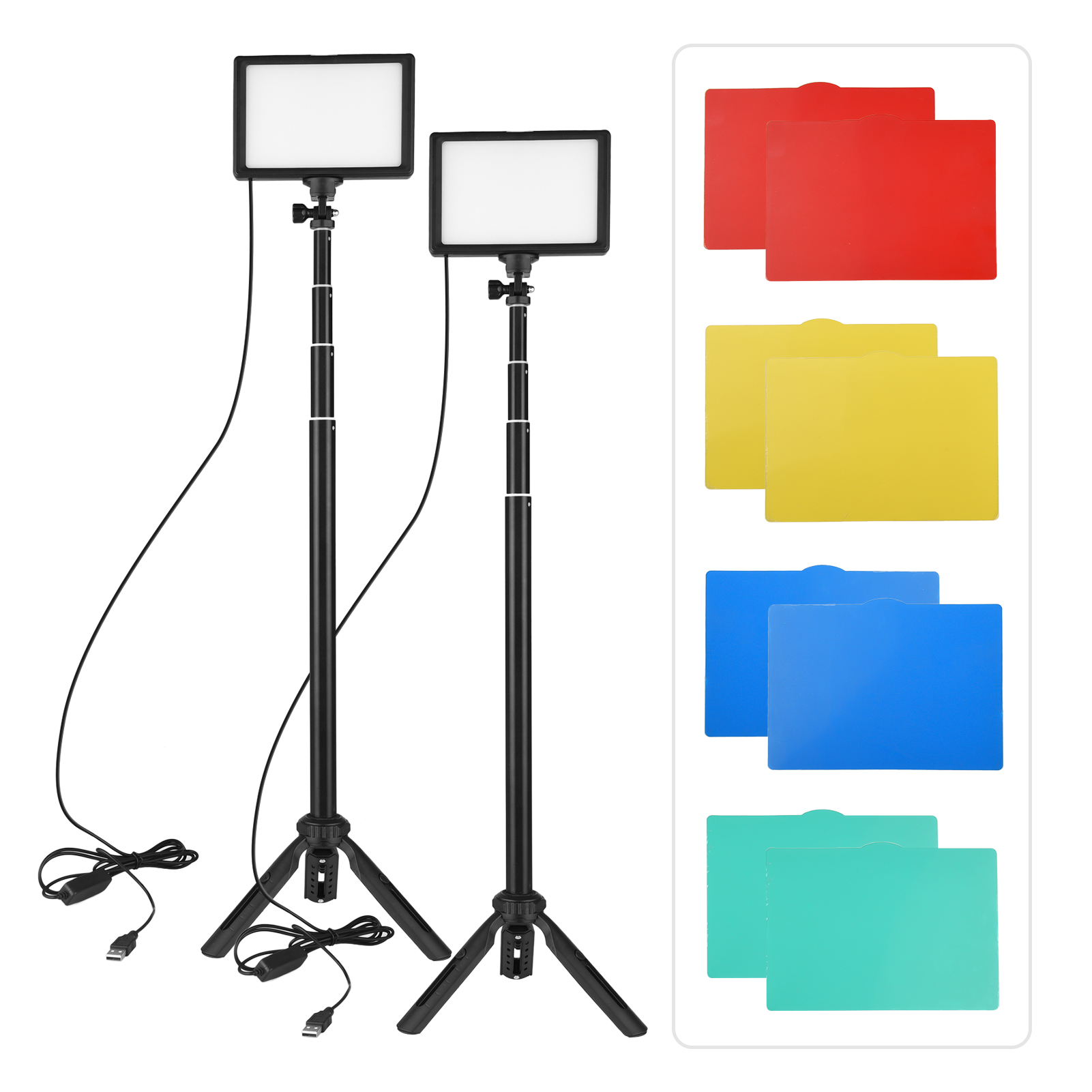 Photography Umbrella Lighting Kit - Andoer 2pcs LED Video Light Kit
